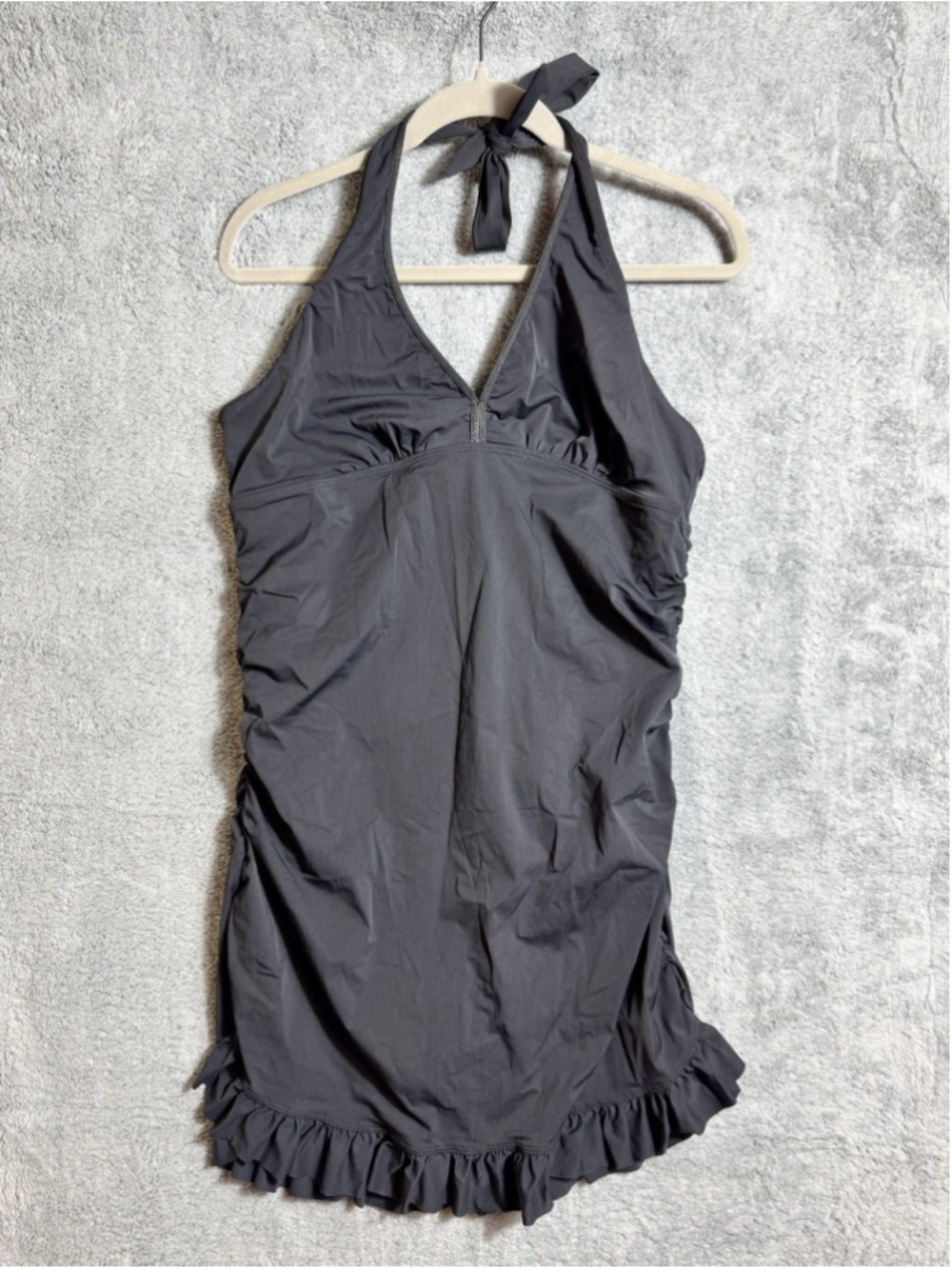 Love Your Assets Sara Blakely Black Spanx One Piece Halter Swimsuit Dress XL